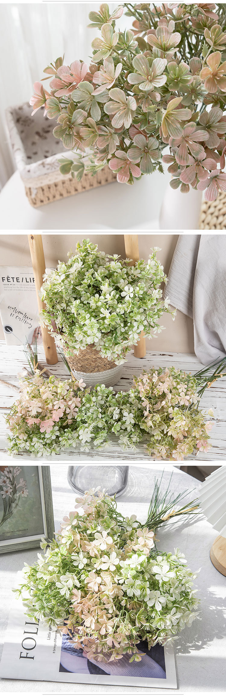 Bukett konstgjorda blommor tillverkare falska blommor och gröna växter grossist bröllopsdekoration hantverk INS stil YC1068_voghion.com