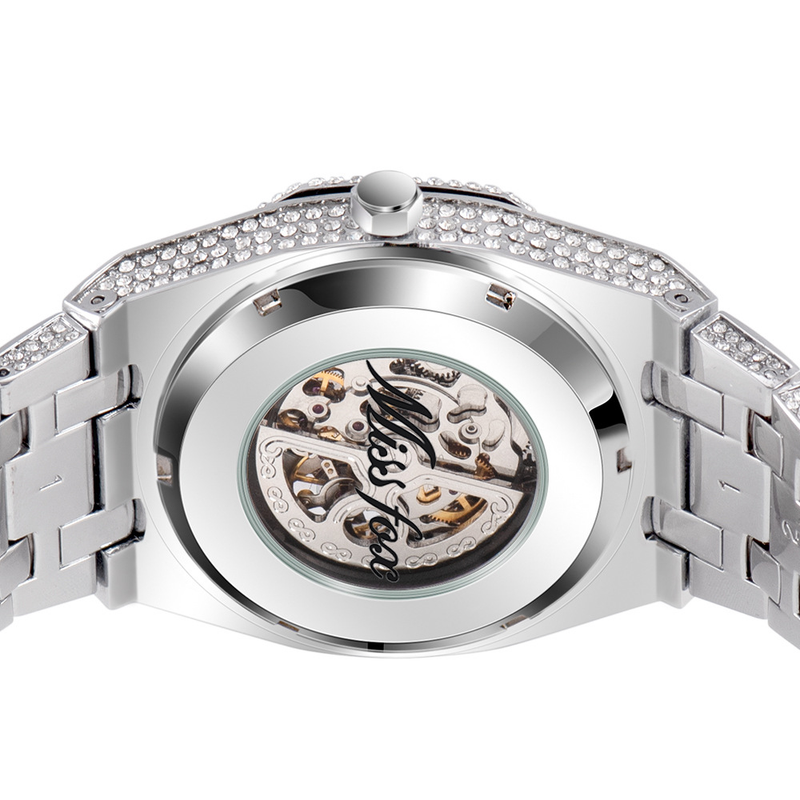 MISSFOX Full Diamond Hollow mechanische wasserdichte Herrenuhr aus leuchtendem Edelstahl_voghion.com