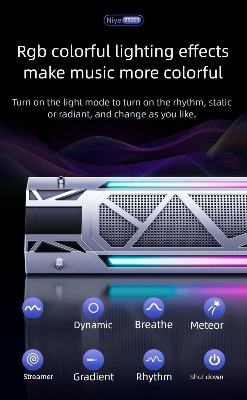 Bluetooth Speaker Computer Desktop Audio Gaming E-Sports RGB Lighting With Microphone Multimedia High Sound Quality_voghion.com