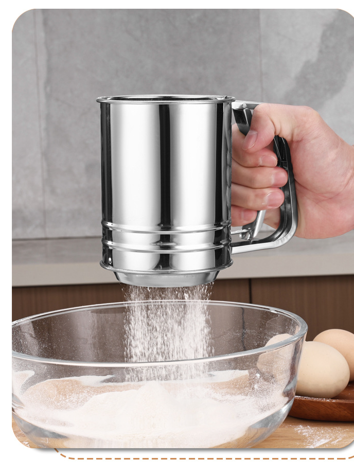 Handheld Halbautomatische Haushalts Edelstahl Backen Hilfs Werkzeug Mehl Filter Zucker Pulver Sieb_voghion.com