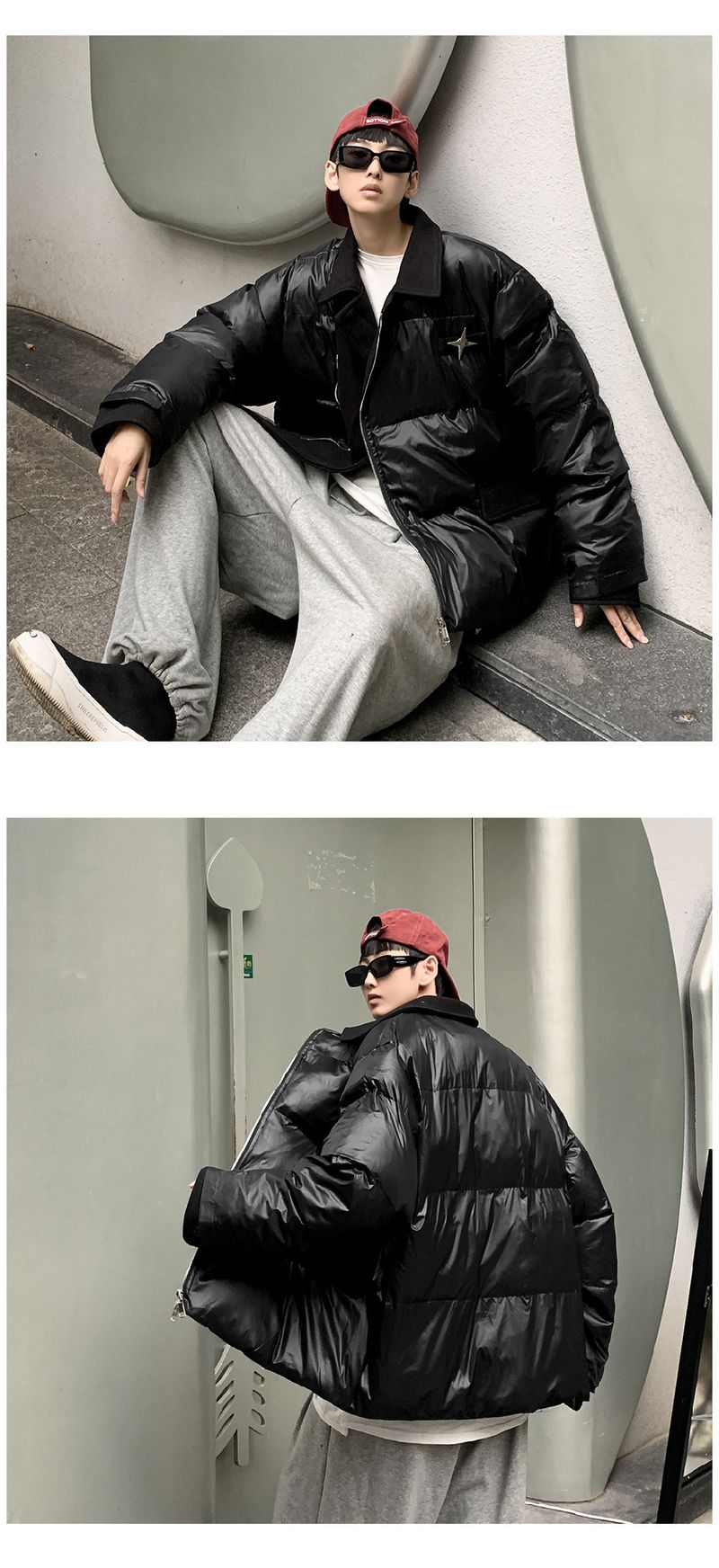 Giacca da uomo in cotone con cerniera diagonale, calda e spessa, con colletto abbottonato coreano di alta qualità, alla moda_voghion.com