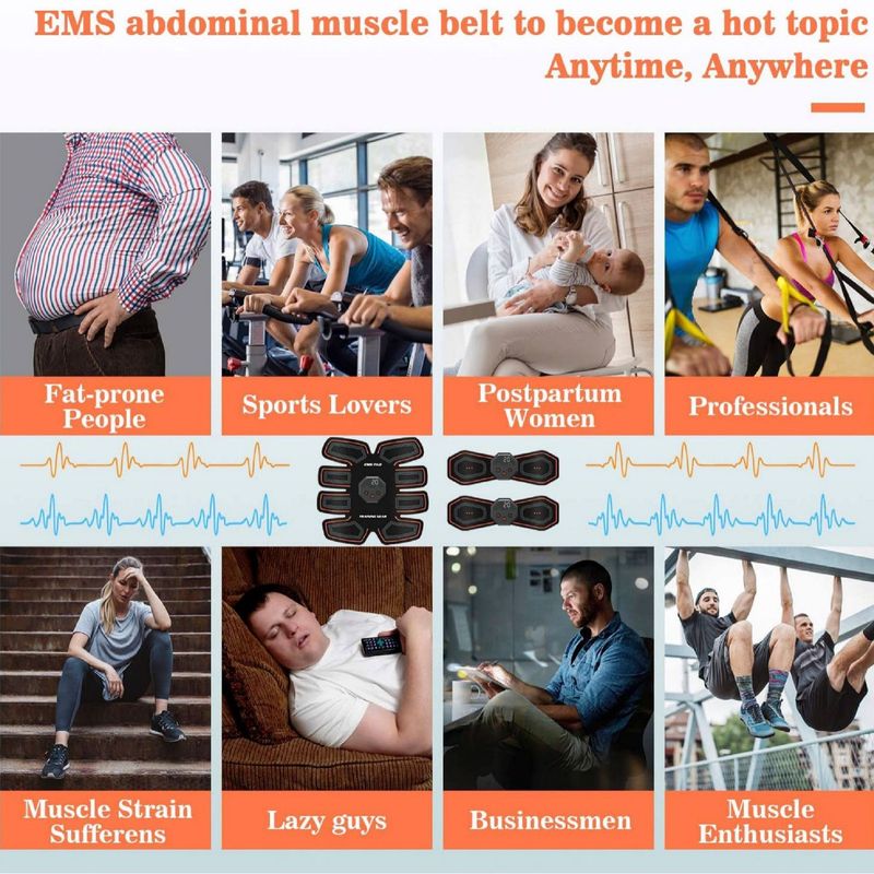 EMS Hydrogel Muscle Three-piece Set Portable Vest Line Trainer Abdominal Fitness Device Home Cervical Acupoint Patch_voghion.com