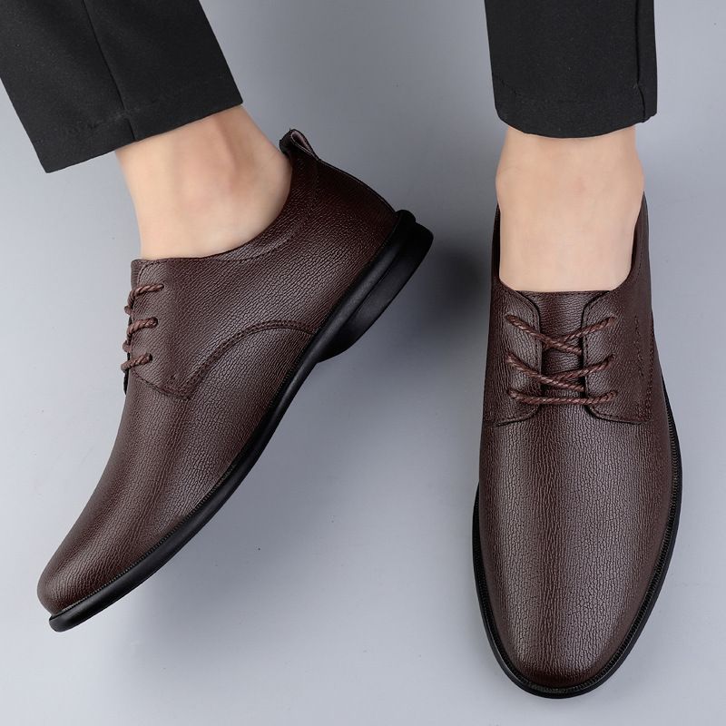 Convient pour toutes les saisons Affaires Décontracté Pour Hommes, Toutes Saisons Simple Semelle Souple Professionnel Travail Mariage Simple Petit Cuir, Cuir De Vachette Hommes_voghion.com