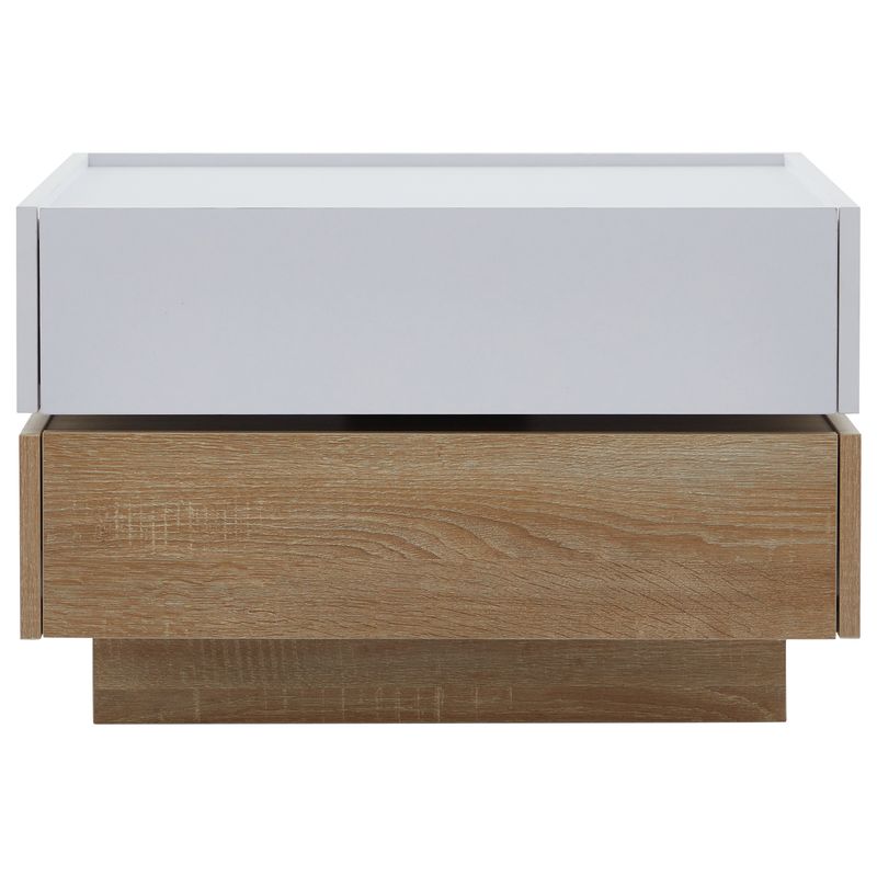 Table basse pliante avec plateau rotatif à 360°, table de salon à deux niveaux avec meuble de rangement et cadre en noyer, 60 x 60 x 38 cm_voghion.com