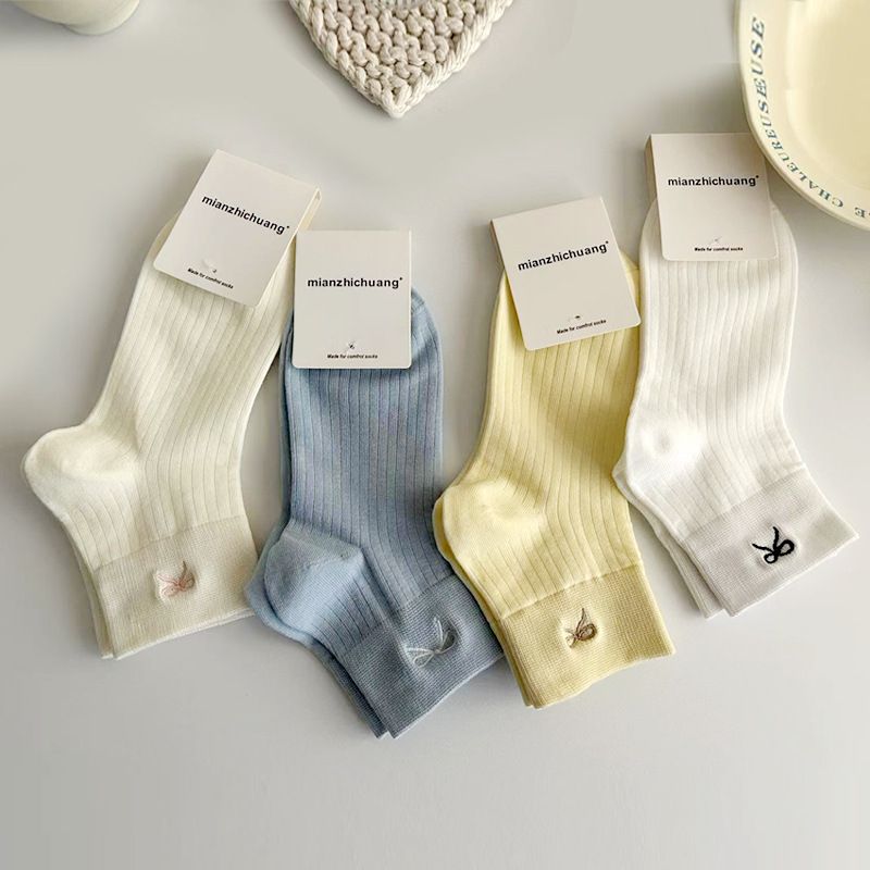 Internet Celebrity Bow Children's Summer Ballet Socks White Cotton Socks College Style_voghion.com