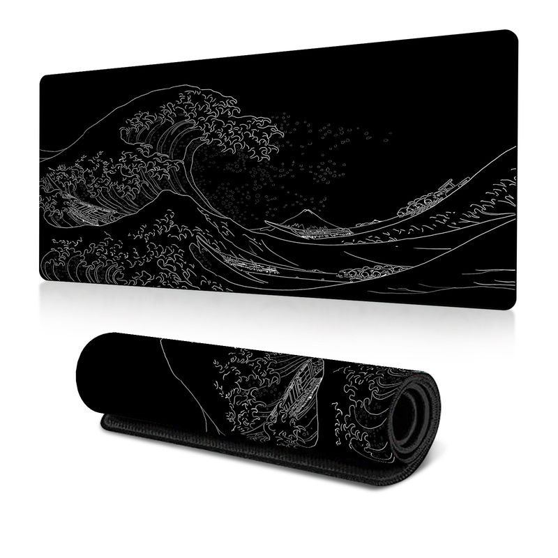 Ocean Wave Mouse Pad Large Office Table Mat Kanagawa E-sports Table Mat Mousepad Non-slip_voghion.com