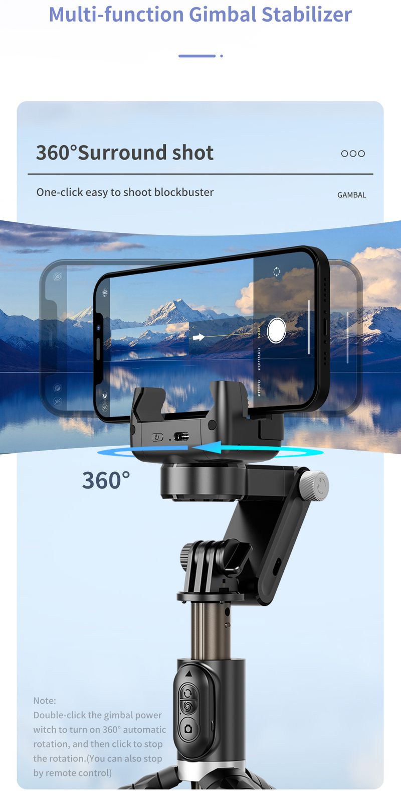 Selfie Stick Phone Gimbal Stabilizer For IPhone Android Action Camera Tripod Cellphone Mobile Cell Smartphone Handle_voghion.com
