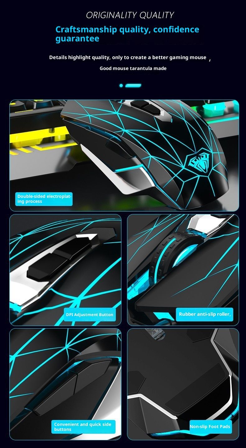 Digitex AULA/ Wolf Spider S50 Gaming-Maus, kabelgebunden, USB, Makroprogrammierung, 6D, Cross-Border, auf Lager, Großhandel, Ergonomie_voghion.com