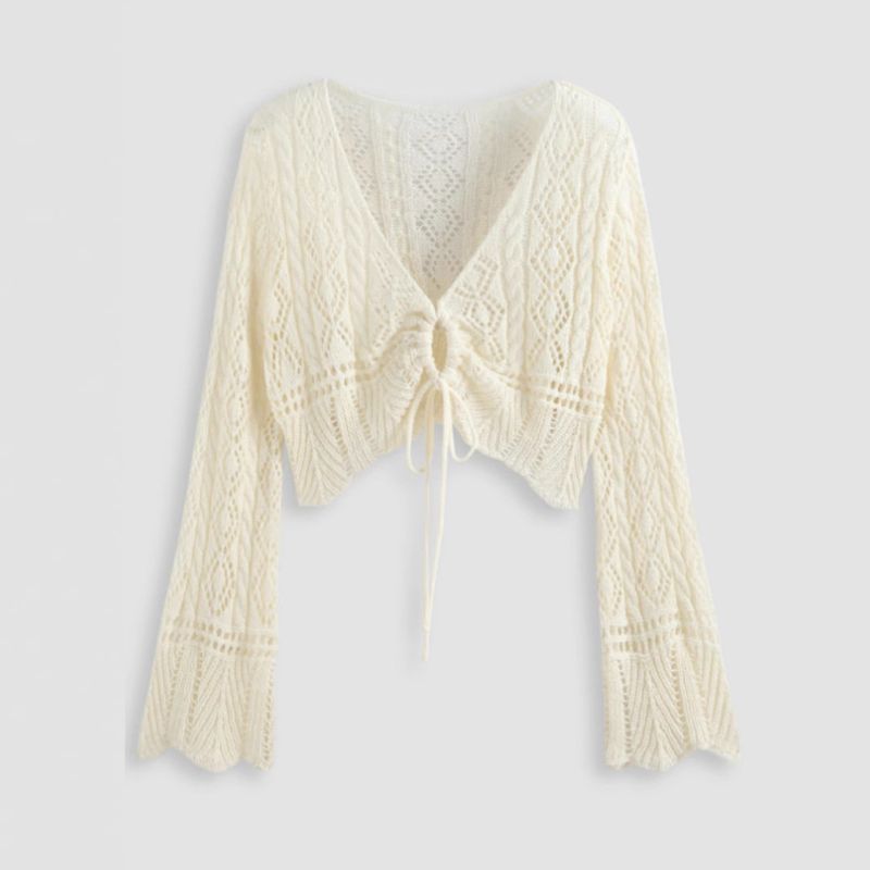 Women's Clothing Spring And Summer Hollow Knitted Cardigan_voghion.com