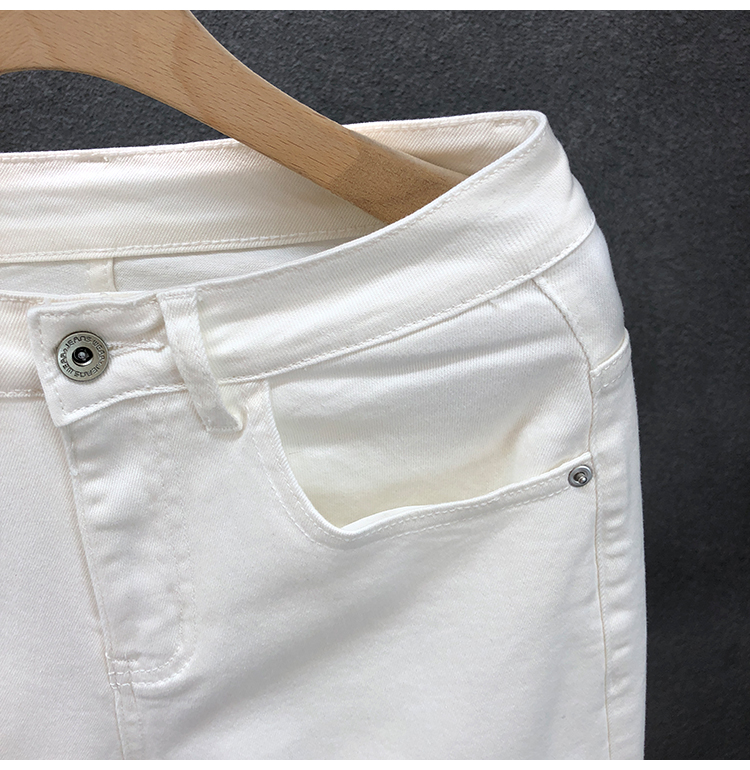 Miesten yksiväriset farkut miehille Trendikäs merkki Slim Fit Skinny Nine-point housut miehille Henkiset nuoret miehet valkoiset vapaat housut_voghion.com