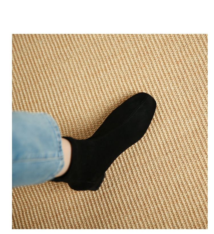 Chic Korean Style Booties Stewardess Super Popular Fancy 2023 New Arrival Chunky Heel Square Toe Fall And Winter French_voghion.com
