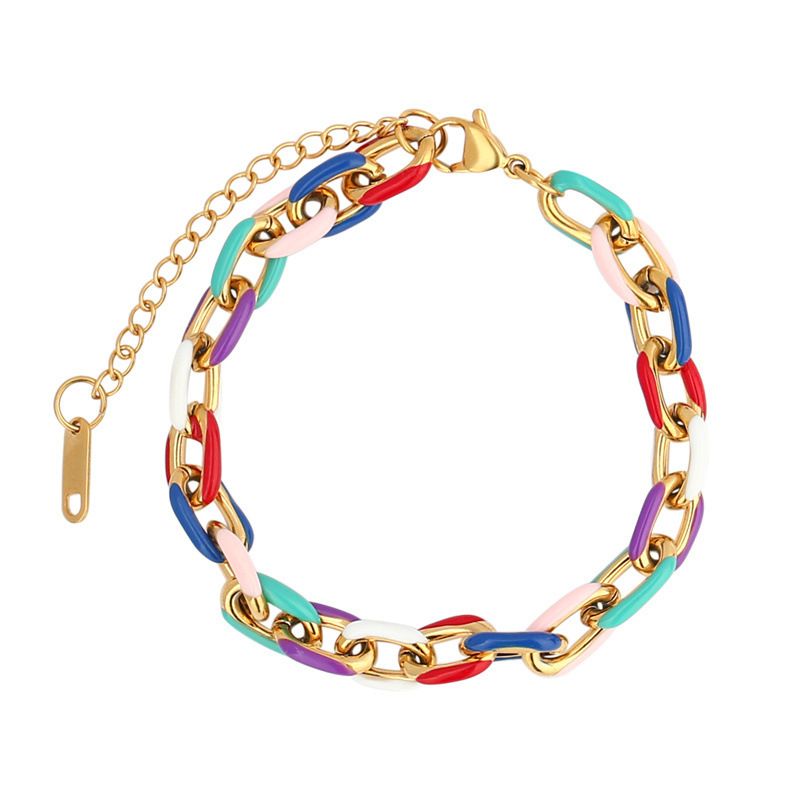 Bracciale cubano colorato in acciaio al titanio con goccia d'olio per donna, design unico, leggero, di alta qualità, gioiello per coppia_voghion.com