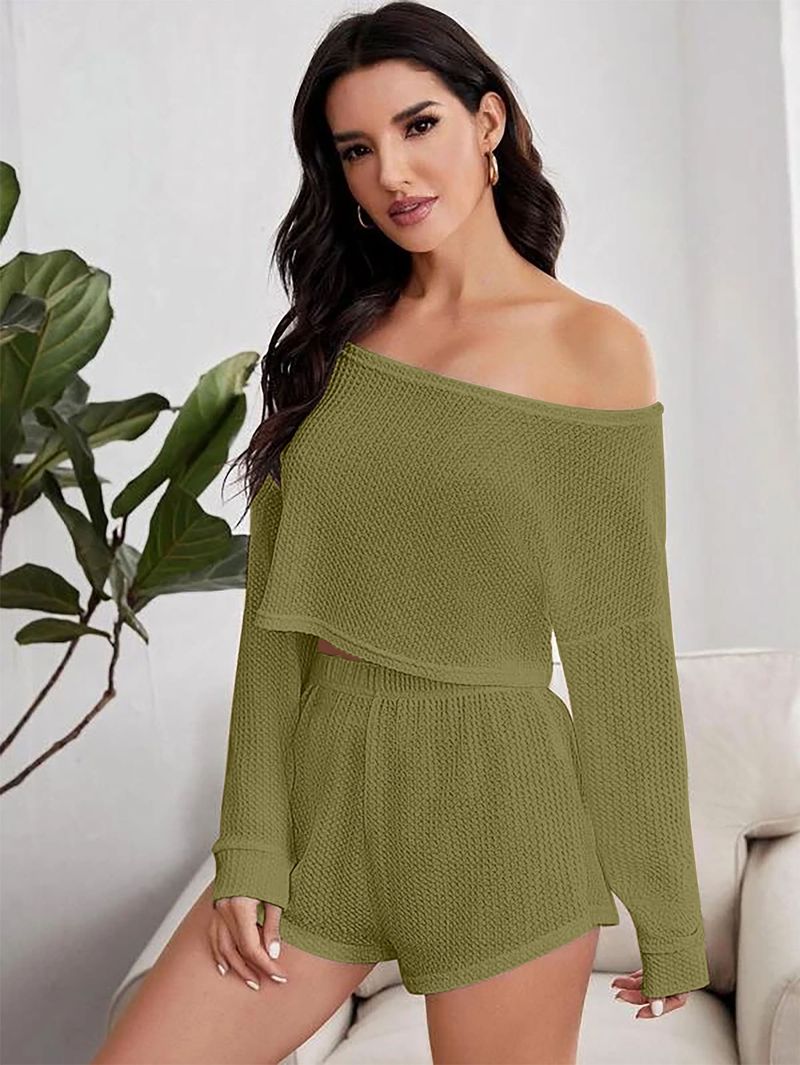 Verwandte Knöpfe, einfarbig bedruckt, meistverkaufte Langarmhose für Damen, trendige und sexy atmungsaktive Faltenkleidung_voghion.com