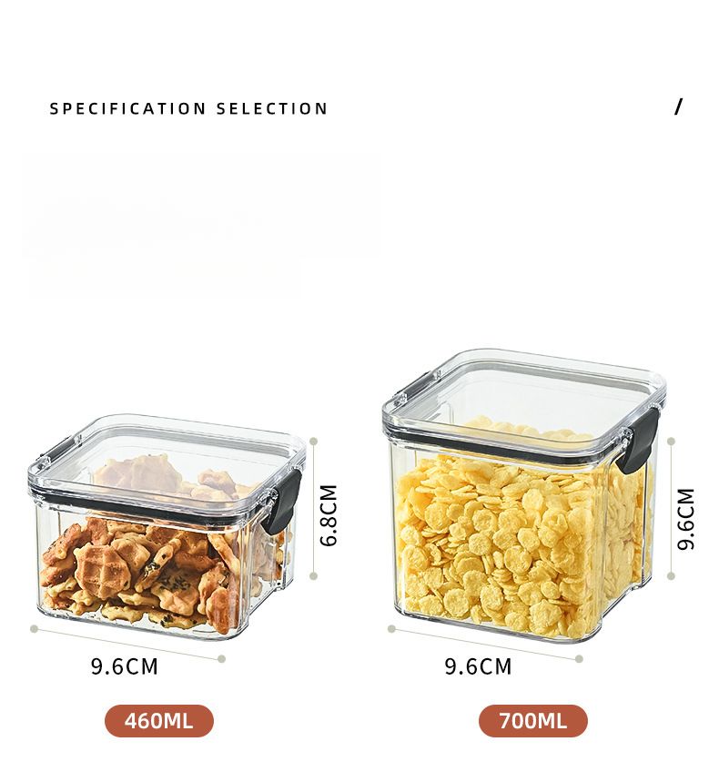 Storage Box Square Snack With Lid Storage Tank Cereal Can Sealed Jar Cereals Storage Jar_voghion.com