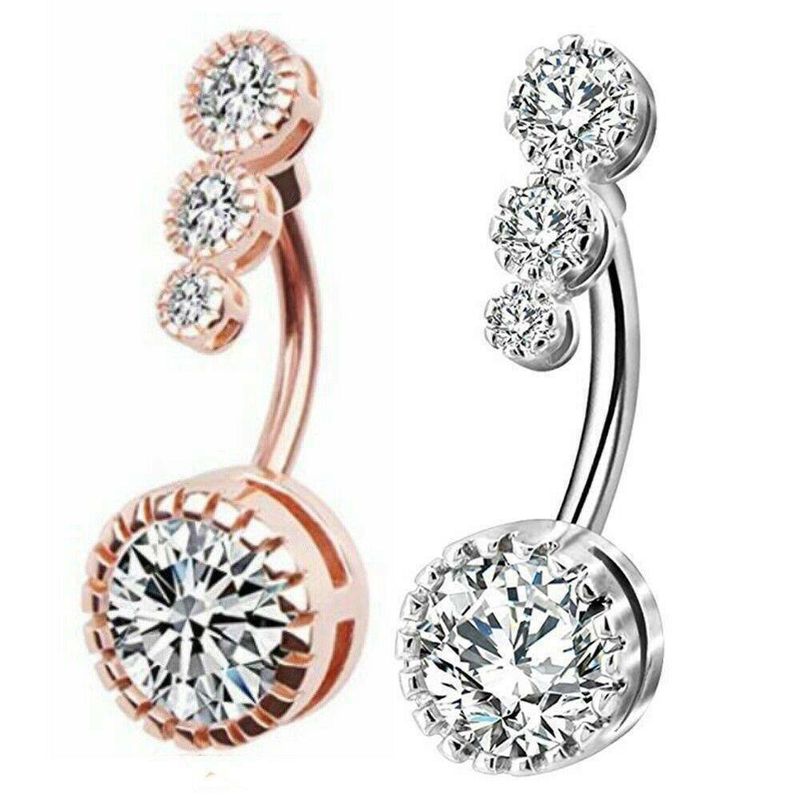 New Belly Button Nail Round Inlaid Zircon Belly Button Buckle Belly Button Ring Piercing Jewelry For Women_voghion.com