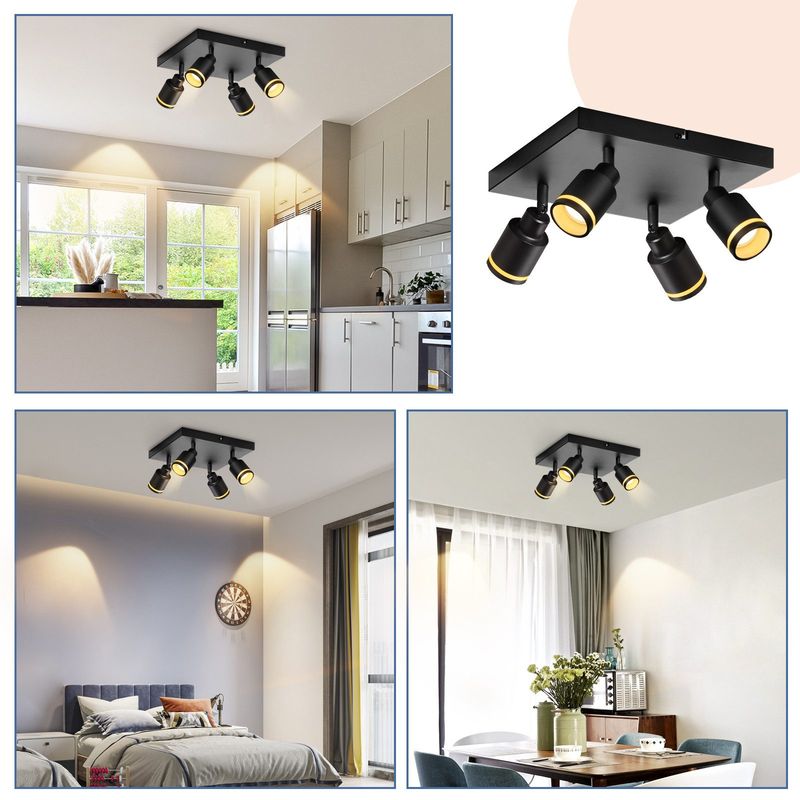 Glitzerlife Deckenstrahler Weiß Deckenleuchte 4 Flammig - Modern Schwenkbar Deckenspots GU10 Deckenlampe Eckig Metall Flurlampe In Für Büro Schlafzimmer Esszimmer_voghion.com