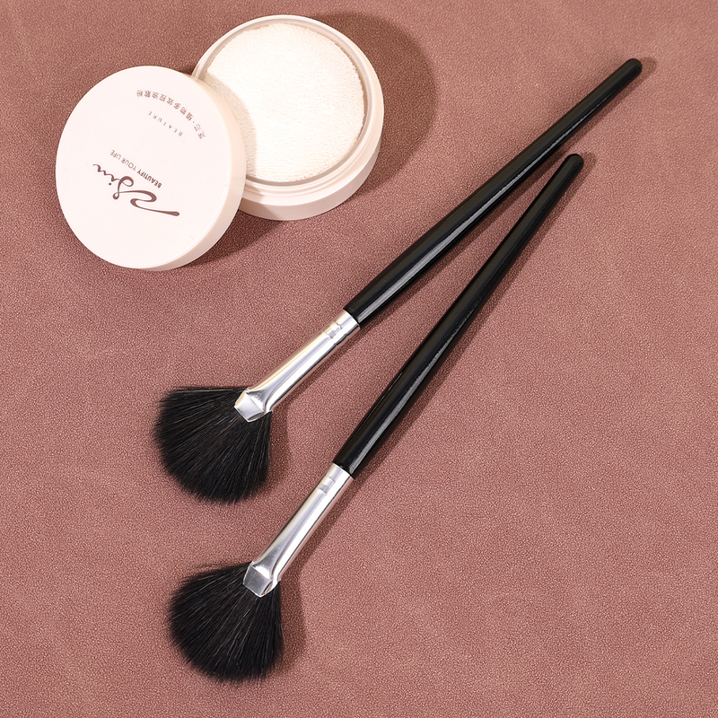 Fan Soft Pudder Pudder Rouge Highlighter Kvinder Sort Håndtag Makeup Makeupværktøj Makeup Ansigtsmakeup_voghion.com