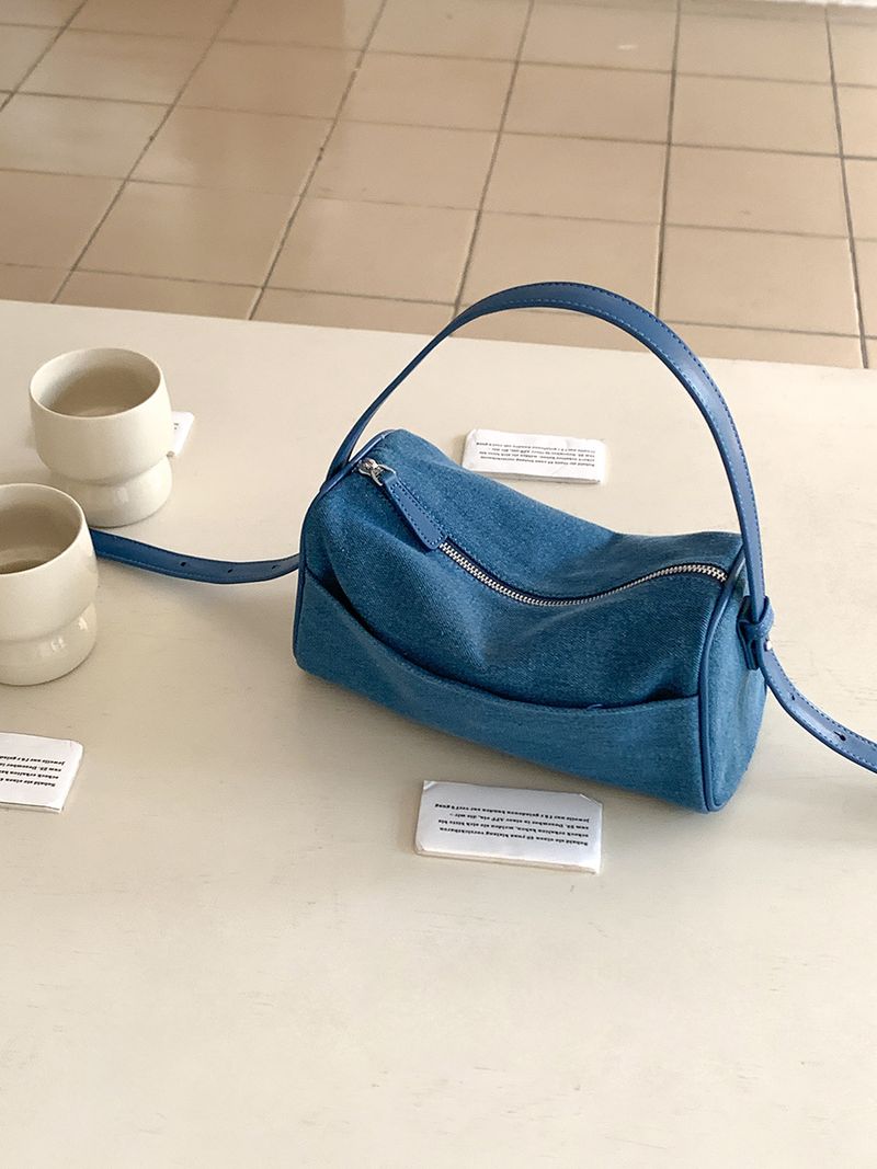 Borsa a tracolla piccola quadrata per donna, stile coreano, nuova estate 2025, in denim blu artistico, alla moda e casual_voghion.com