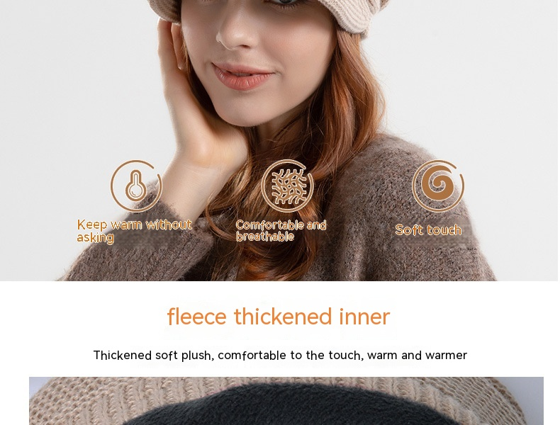 Cappello pile-up in peluche del nuovo inverno 2023 per cappello da donna con copertura termica per esterni con tesa larga, protezione piccola per viso e orecchie, cappello postpartum alla moda_voghion.com