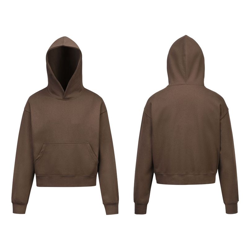 0039 Amerikanischer Stil Trendy Unisex High Street Design Einfarbiger Herrenpullover Kurzes breites Kapuzenpullover_voghion.com