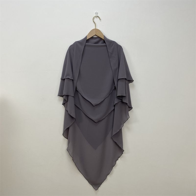 Fascia per capelli a doppio strato in chiffon tinta unita Dubai Türkiye 2305_voghion.com