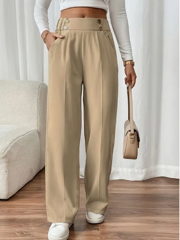 Dameskleding Drape Mopping Casual Broek Hoge Taille Broek Losse Temperament Recht Niche Ontwerp Effen Kleur Broek_voghion.com