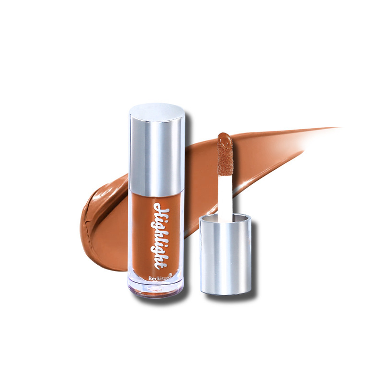Nude-Creme-Textur, satte Farbe, Highlight-Spiegel, Highlight-Lipglasur, Lipgloss mit Wasserlicht._voghion.com