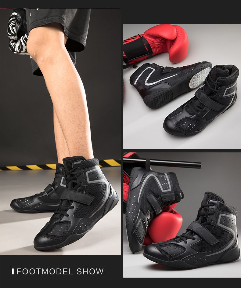 Chaussures unisexes pour couple, chaussures de boxe, chaussures de lutte, antidérapantes, légères, pour entraînement Sanda, chaussures de combat, compétition professionnelle_voghion.com