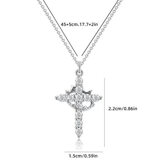 Collana semplice con corona placcata in oro 14 carati e croce per donna_voghion.com