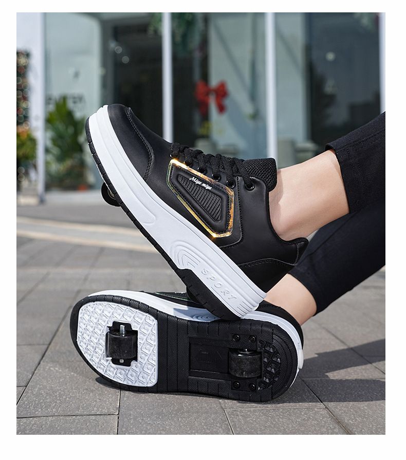 Neu Zweirädrige Flash-Schuhe Jungen Mädchen Rollschuhe Erwachsene Speed Skating Sneakers Abnehmbare Kinder_voghion.com
