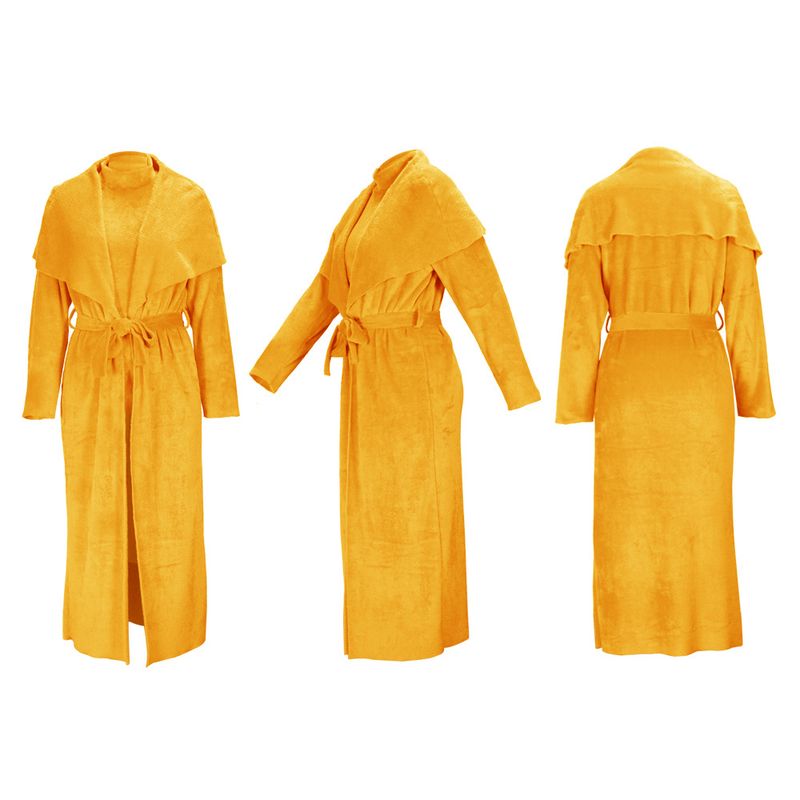 Women's clothing temperament dress and coat two-piece fashion loose long cardigan velvet suit_voghion.com