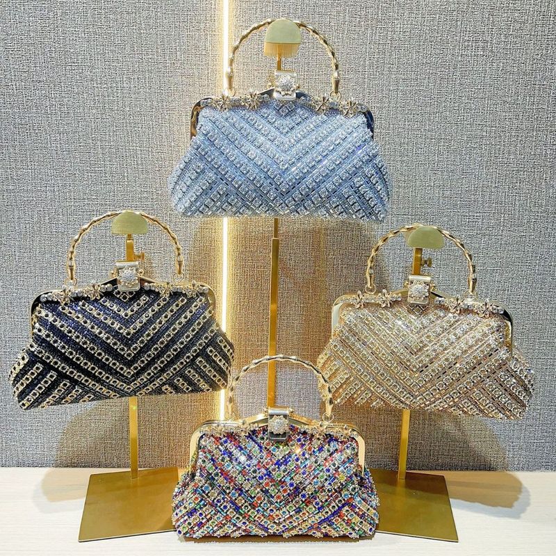 Elegant Dress Rhinestone Handbag Inlaid Chain Cheongsam Handheld Evening Single Shoulder Crossbody Bag_voghion.com