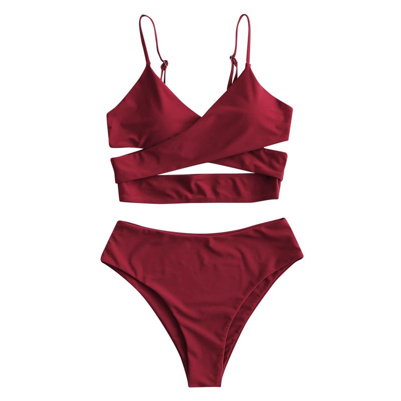 Costume da bagno bikini sexy in pizzo tinta unita 2024_voghion.com