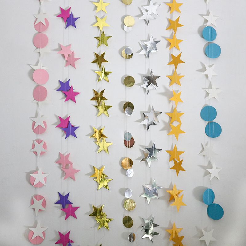 Decorazione da appendere alla stanza per feste di compleanno, specchio dorato per matrimonio, ghirlanda di carta a forma di stella a cinque punte_voghion.com