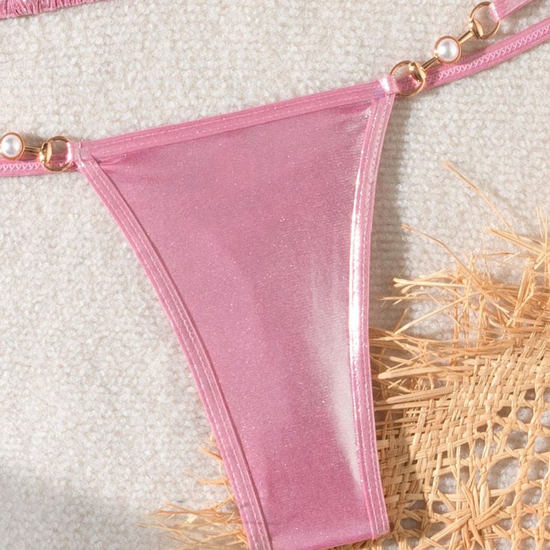 Women's New Sexy Shiny Pearl T-string Bikini Swimsuit Bikini_voghion.com