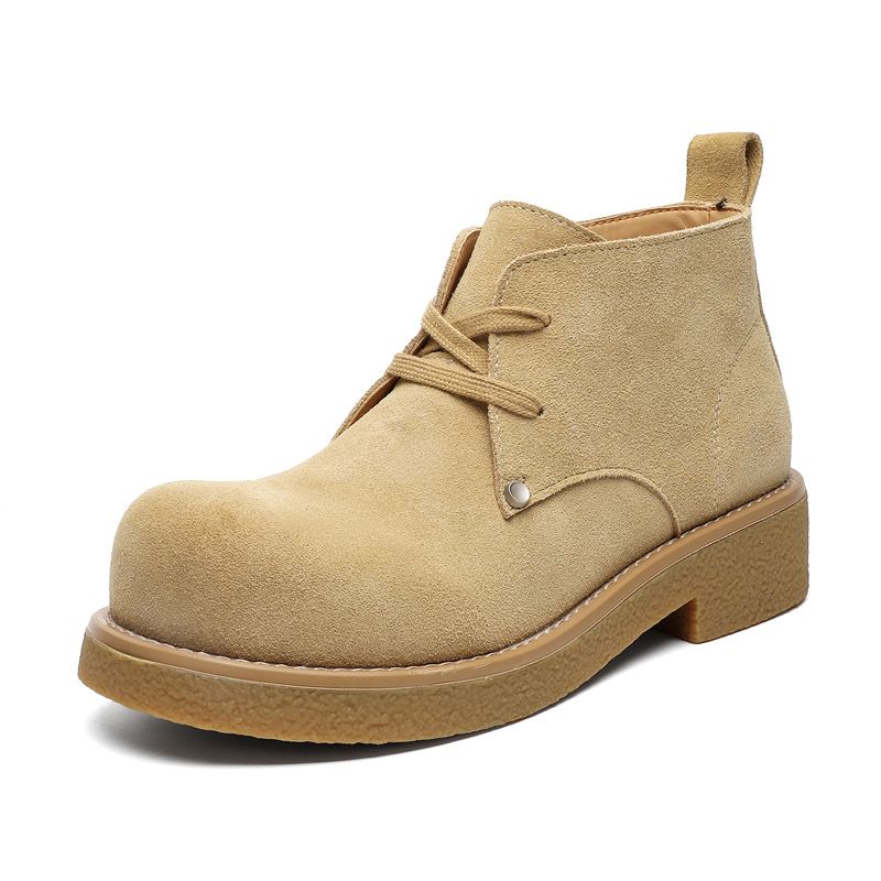 Bottes Martin japonaises rétro en velours de vache pour hommes, chaussures derby à grosse tête, bottes d'outillage courtes_voghion.com