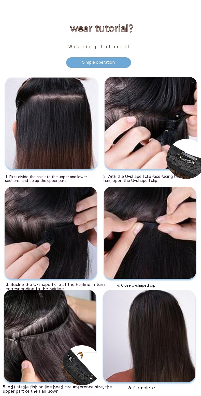 New Hot Selling Wigs with Gradient Color Wig Patches, One Piece Long Curly Hair, High-temperature Silk Fishing Thread Hair Extensions_voghion.com