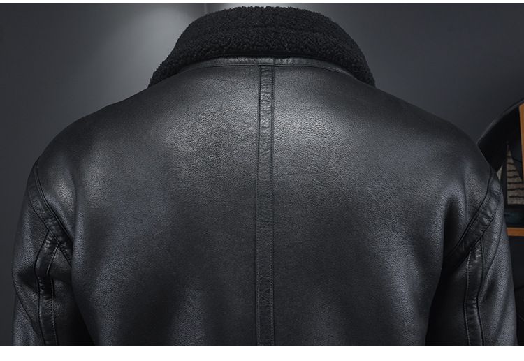 Giacca oversize da uomo con fodera in montone – Cappotto invernale spesso con interno in pile (nero, vestibilità comoda, M-5XL)_voghion.com