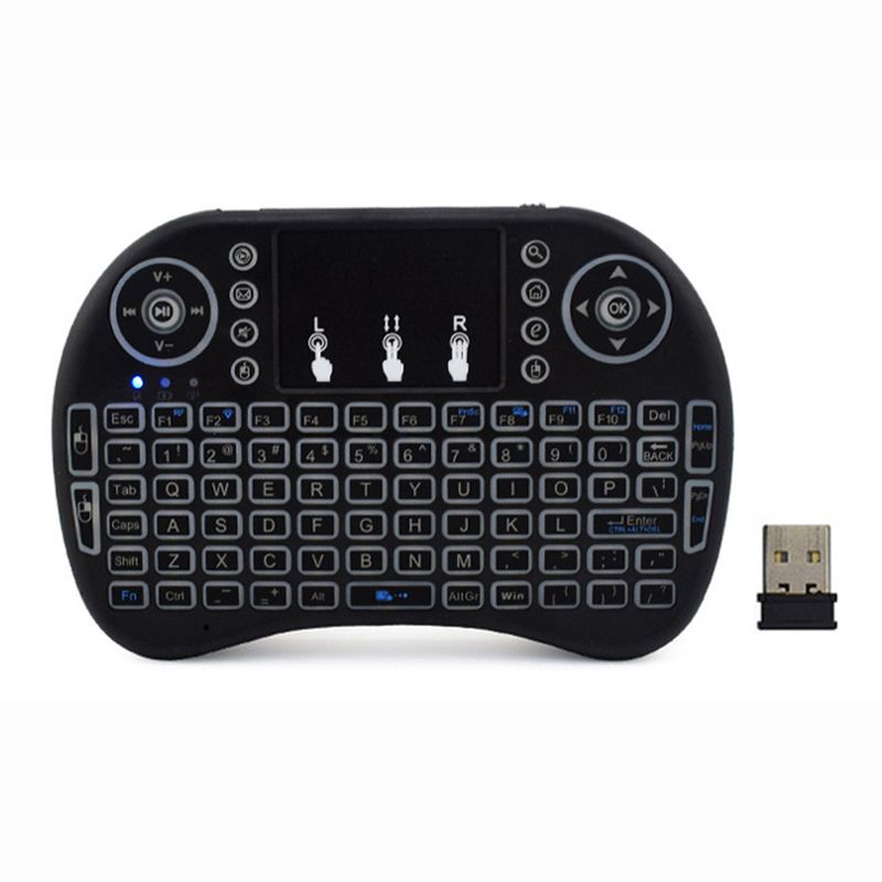 i8 Tastatur mit Hintergrundbeleuchtung Englisch Russisch Spanisch Air Mouse 2,4 GHz Touchpad Handheld Wireless Keyboard für TV BOX Android X96_voghion.com