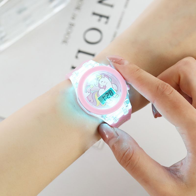 Orologi per bambini Orologio luminoso per bambini Unicorno Orologio elettronico luminoso in silicone con cinturino (2 pezzi/set)_voghion.com