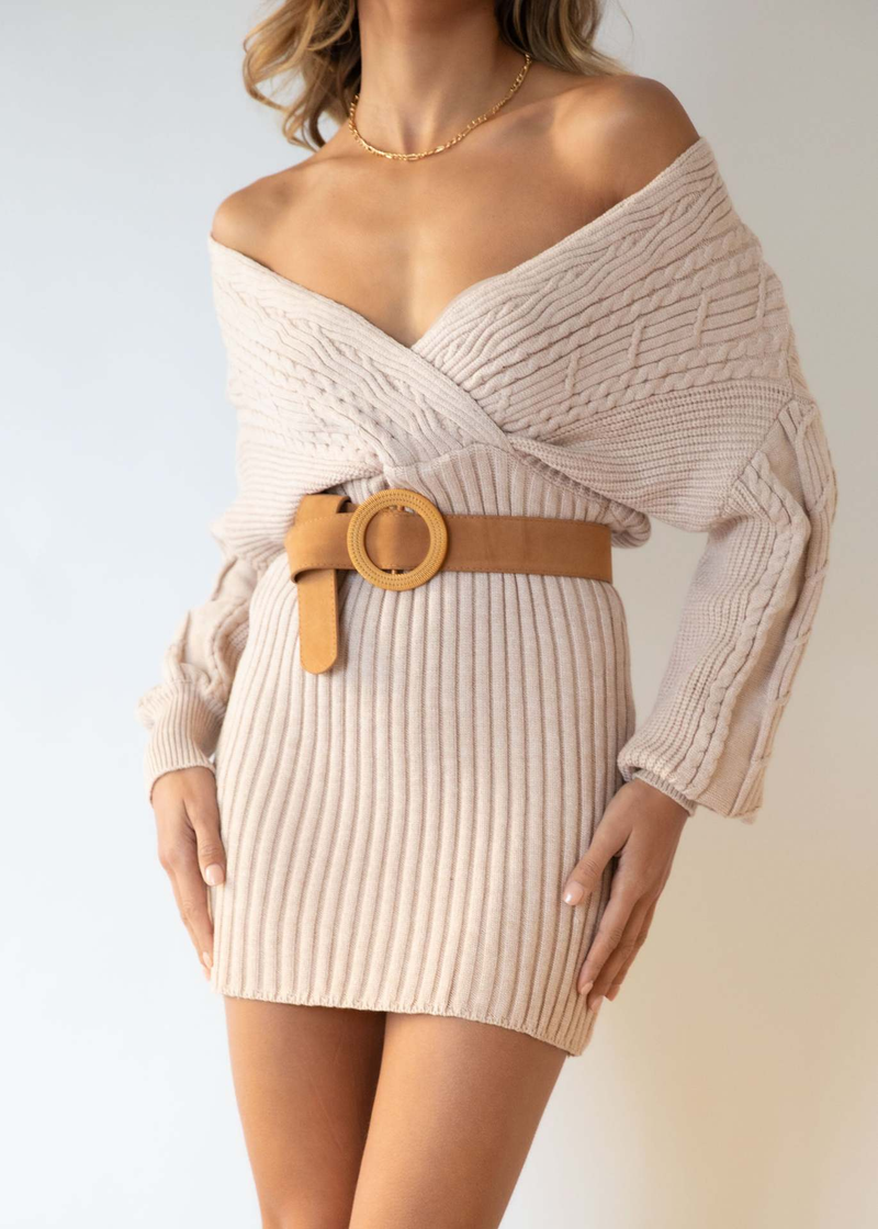 Damen Strickpullover Twist Mittellanger Rock Pullover_voghion.com
