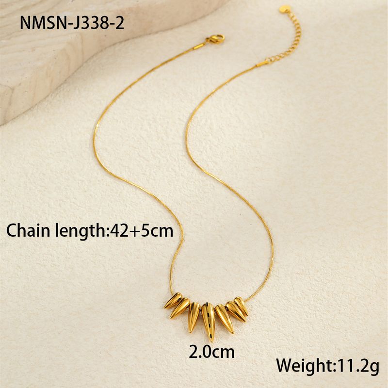 Gargantilla punk de acero inoxidable con forma de bala geométrica para mujer - Cadena minimalista en capas para uso casual y de oficina (dorado/plateado)_voghion.com