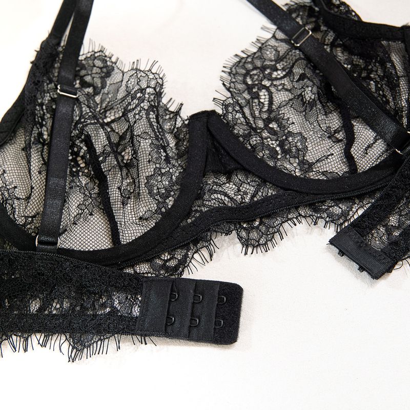 Women's Intimates Big Chest Small Thin Hollow Bra Thong Women's Underwear Set_voghion.com