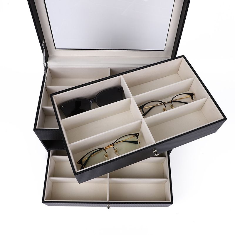 Unisex Sunglasses Sunglasses storage display box Three-layer 18-bit glasses storage display box Household collection box_voghion.com