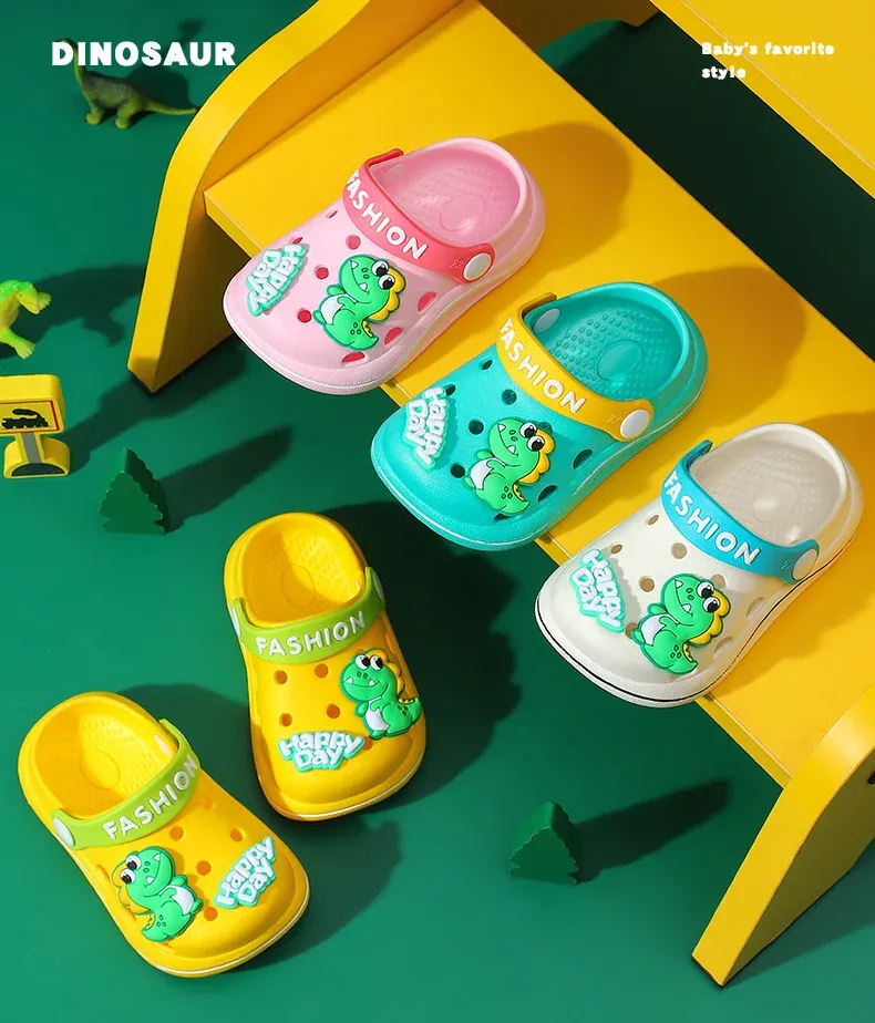 Söta nya djur baby pojkar tofflor sommar barn tecknade dinosauriesandaler småbarn strandskor flickor söta sandaler barntofflor_voghion.com