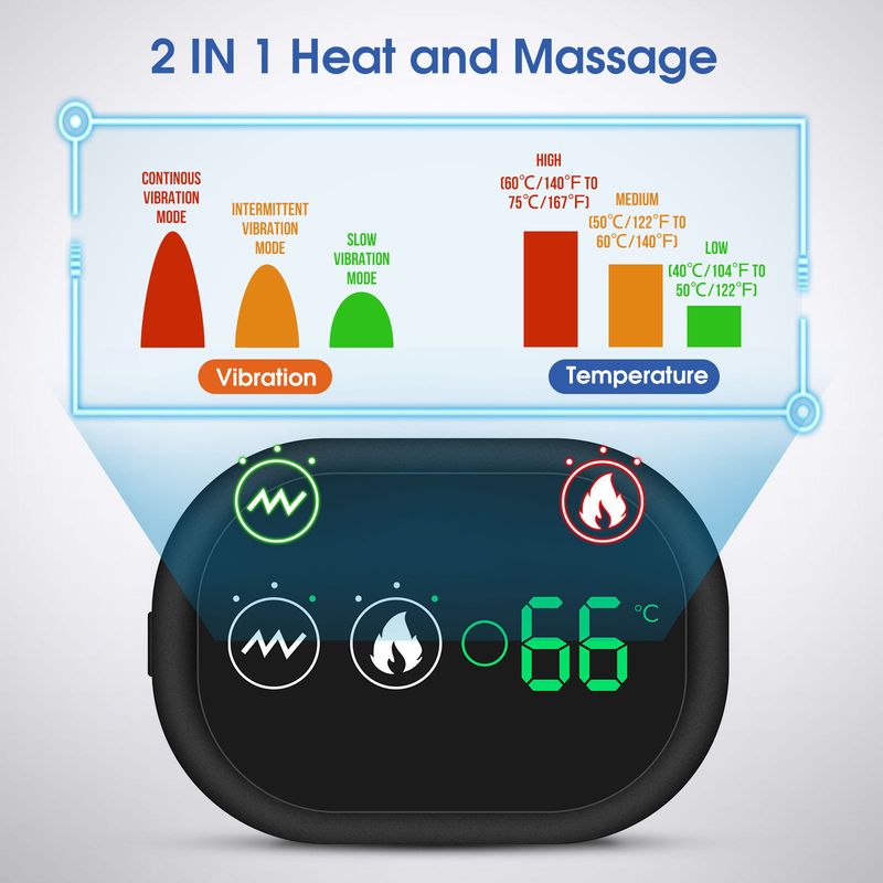 heating massage shoulder pad Heating vibration USB charging shoulder pad Touch screen sports joint hot compress protective gear_voghion.com