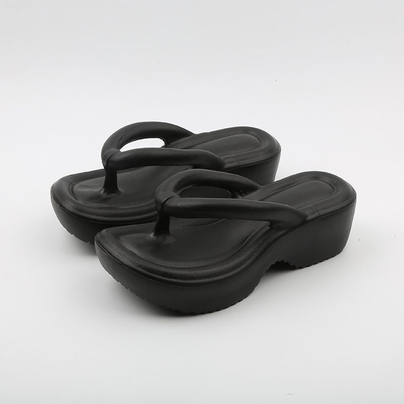 Unisex Shoes Outdoor Wedge Heel Slippers Beach Thong Toe Platform Thick Bottom High Heel Sandals Eva Flip Flops_voghion.com