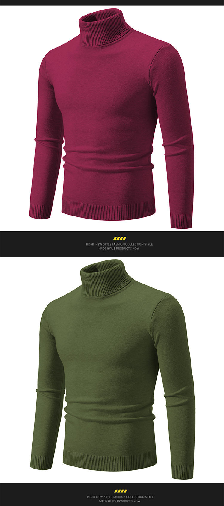 Außenhandel 2023 Herbst und Winter neue Herren einfacher einfarbiger Pullover Mode Herren lässiger Rollkragenpullover mit Bodenbildung_voghion.com