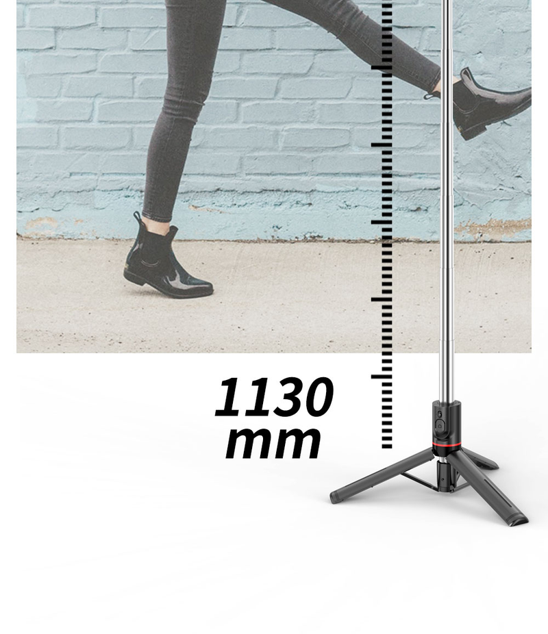 Tripé portátil para telefone selfie stick de 44 polegadas com controle remoto sem fio e tripé expansível para smartphone, comp_voghion.com