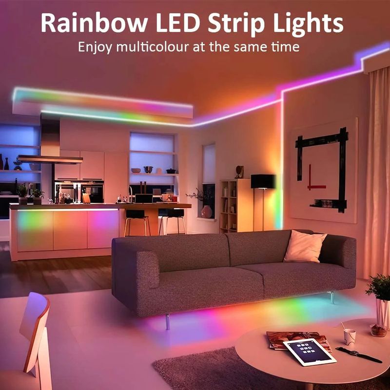 Bande lumineuse LED RVB 5 V avec 18 LED/m – SMD 5050, télécommande 28 touches et contrôle par application (Bluetooth), éclairage flexible DIY pour la maison, la scène et la décoration de fête._voghion.com